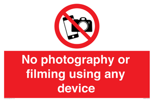 No photography or filming using any device
